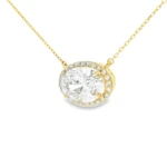Oval Halo Lab-Grown Diamond Necklace - Image 3