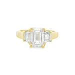 Emerald and Trapezoid Three-Stone Ring - Image 5