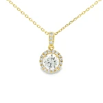 Round Halo Pendant with Diamond Bail