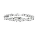 Emerald and Round Diamond Tennis Bracelet