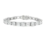 Emerald and Round Diamond Tennis Bracelet - Image 3