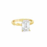 Emerald Cut Twisted Band Lab-Grown Diamond Ring